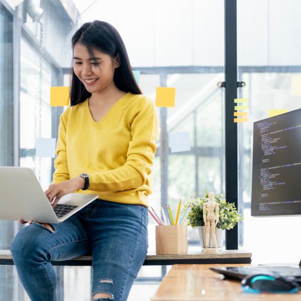 Woman looking at the laptop