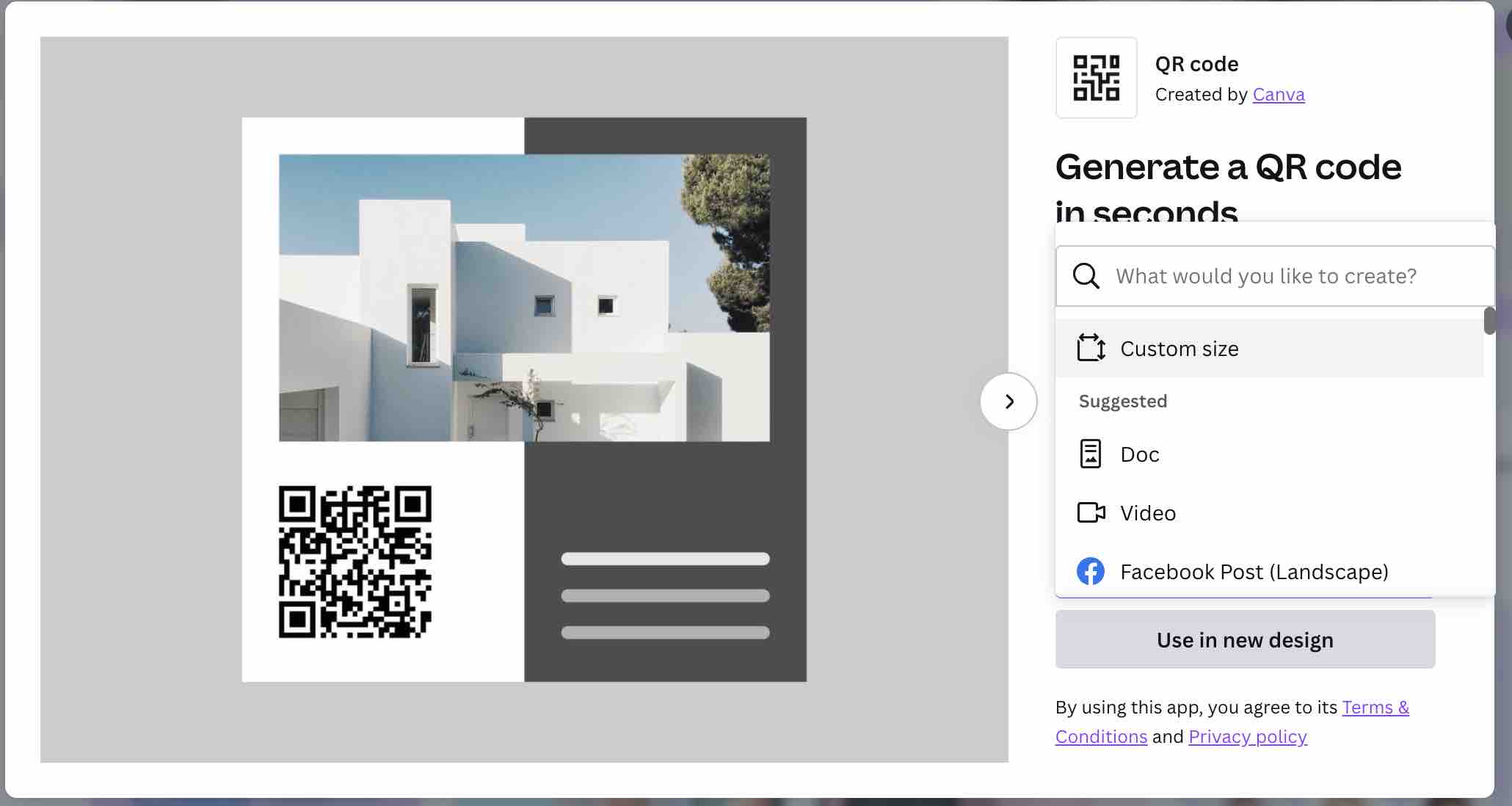 Create QR code using Canva